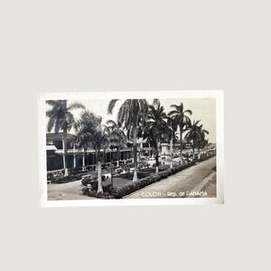 Vintage 1945 Colon Panama RPPC Real Photo Postcard Ancon Canal Zone Postmark